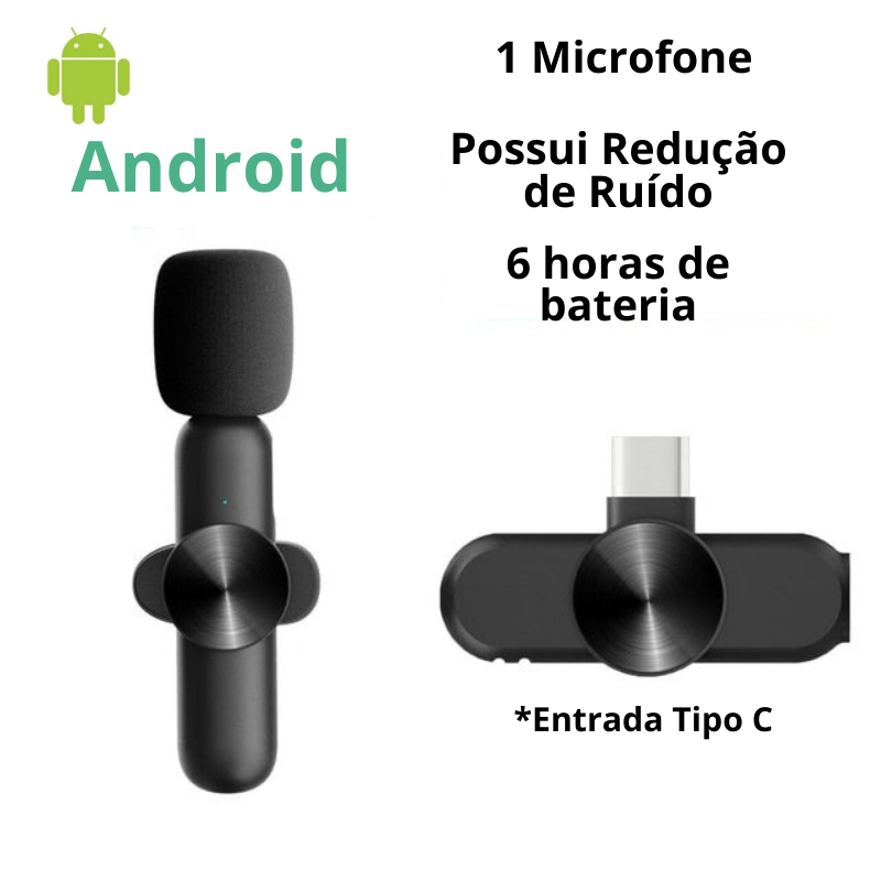 LapelaMax® Sem fio - Microfone Profissional Android e iPhone