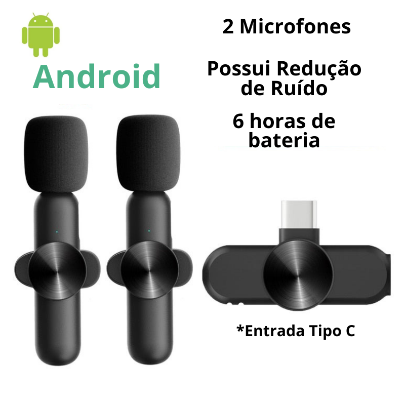 LapelaMax® Sem fio - Microfone Profissional Android e iPhone