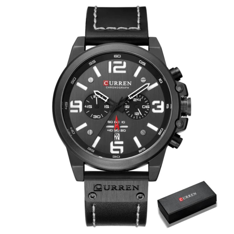 Relógio Curren Luxury Masculino Couro